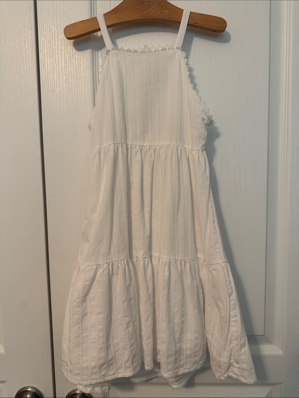 Janie and Jack Girls Size 7 White Tiered Halter Sundress w/ Open Back